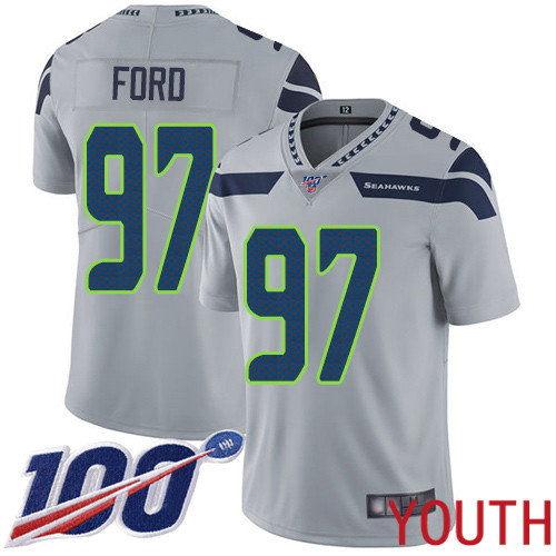 Seattle Seahawks Limited Grey Youth Poona Ford Alternate Jersey NFL Football 97 100th Season Vapor Untouchable